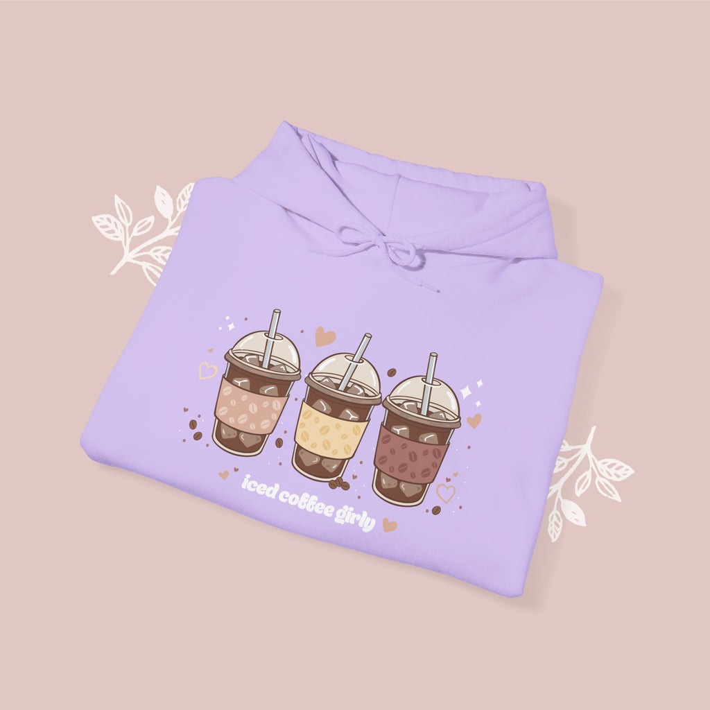 Iced Coffee Girly Unisex Heavy Blend Sweatshirt - Cute Coffee Gift for Her - Comfort Colors Style Pullover