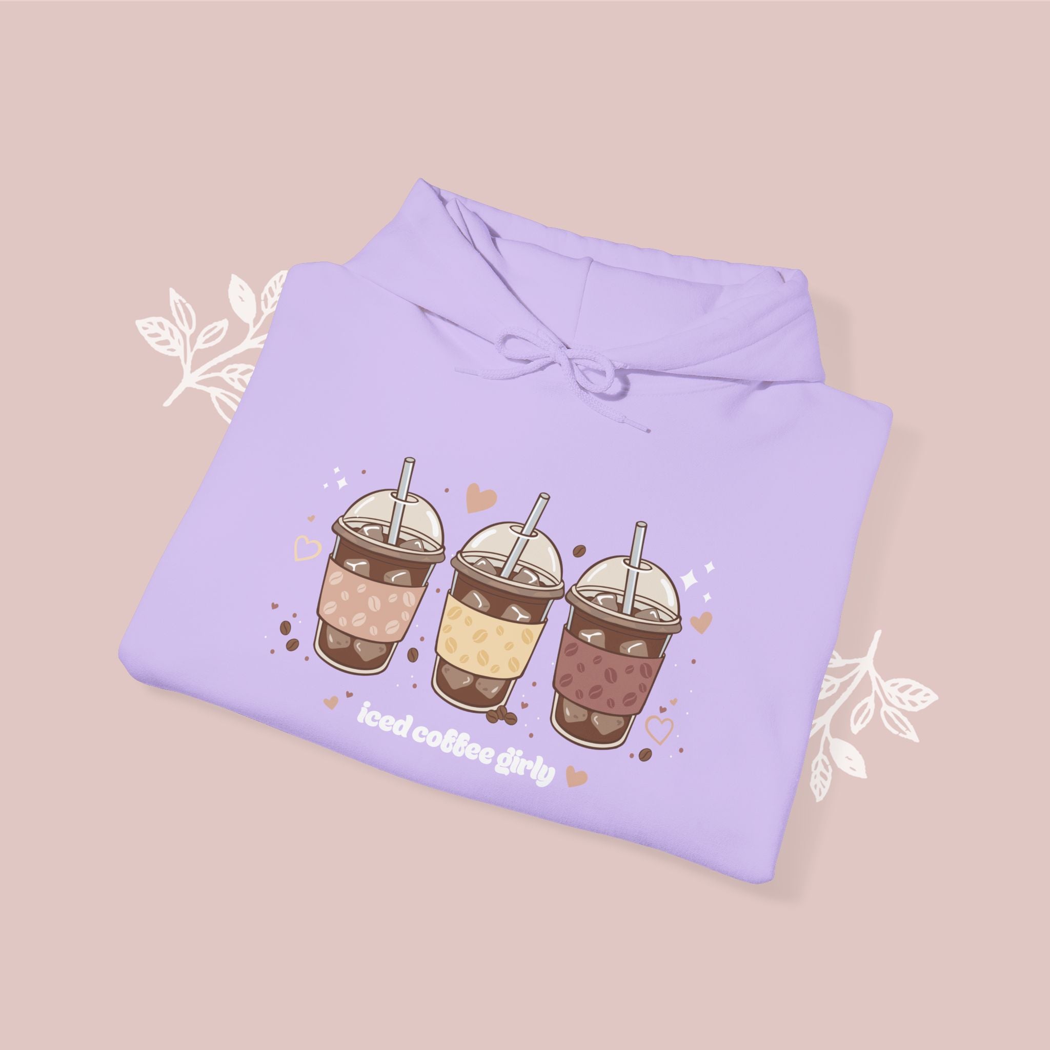 Iced Coffee Girly Unisex Heavy Blend Sweatshirt - Cute Coffee Gift for Her - Comfort Colors Style Pullover