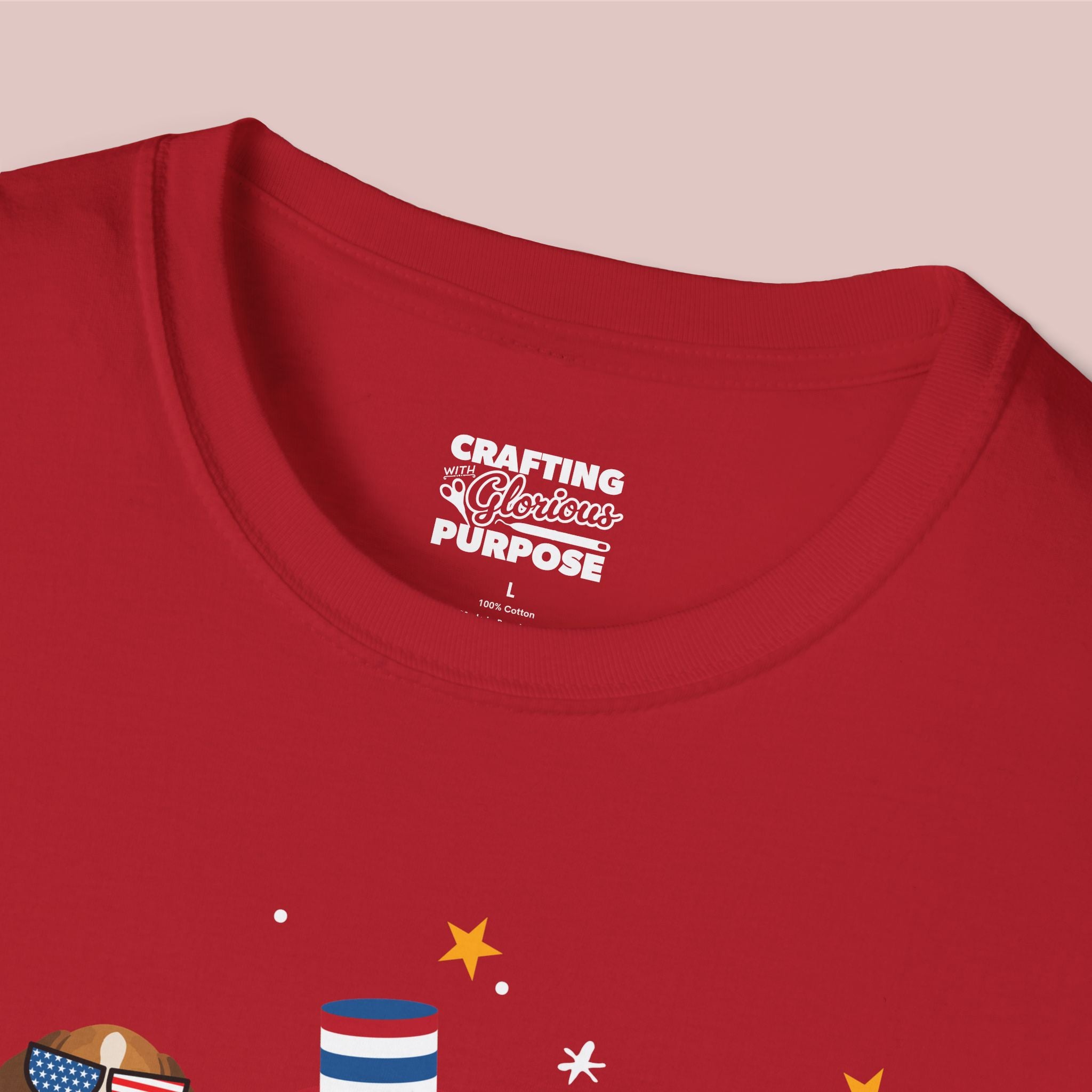 Beagle Patriotic Dog Trio T-Shirt — 'Red, White & Woof' Cute America Graphic Tee