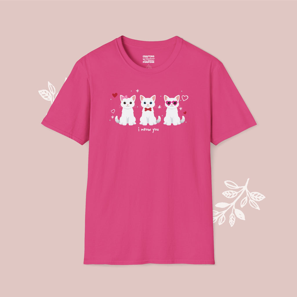 I Meow You Cute White Short Haired Trio Cat Tee — Valentine's T-Shirt