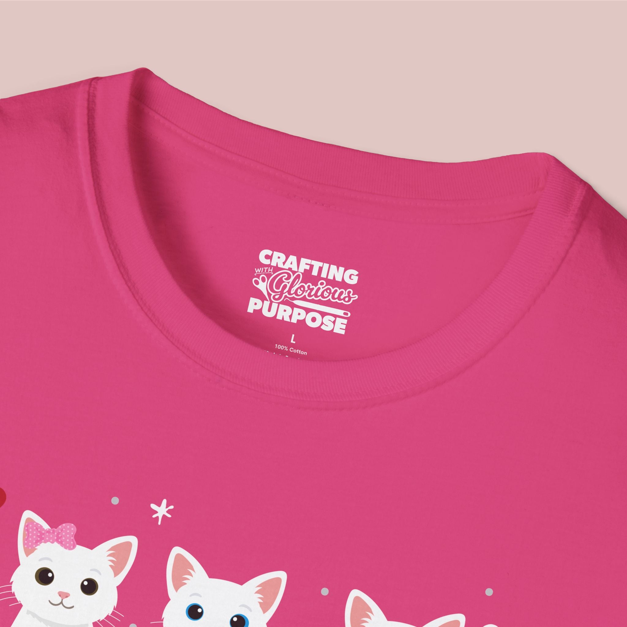 I Meow You Cute White Short Haired Trio Cat Tee — Valentine's T-Shirt
