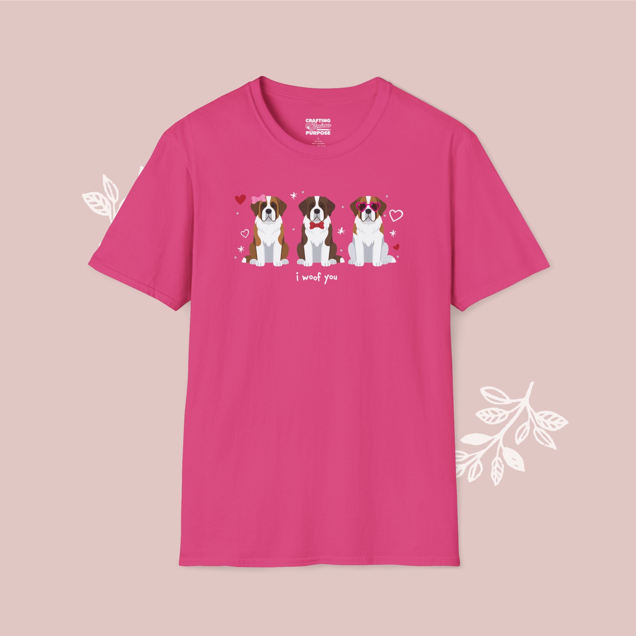I Woof You Cute St. Bernard Trio Dog Tee — Valentine's T-Shirt