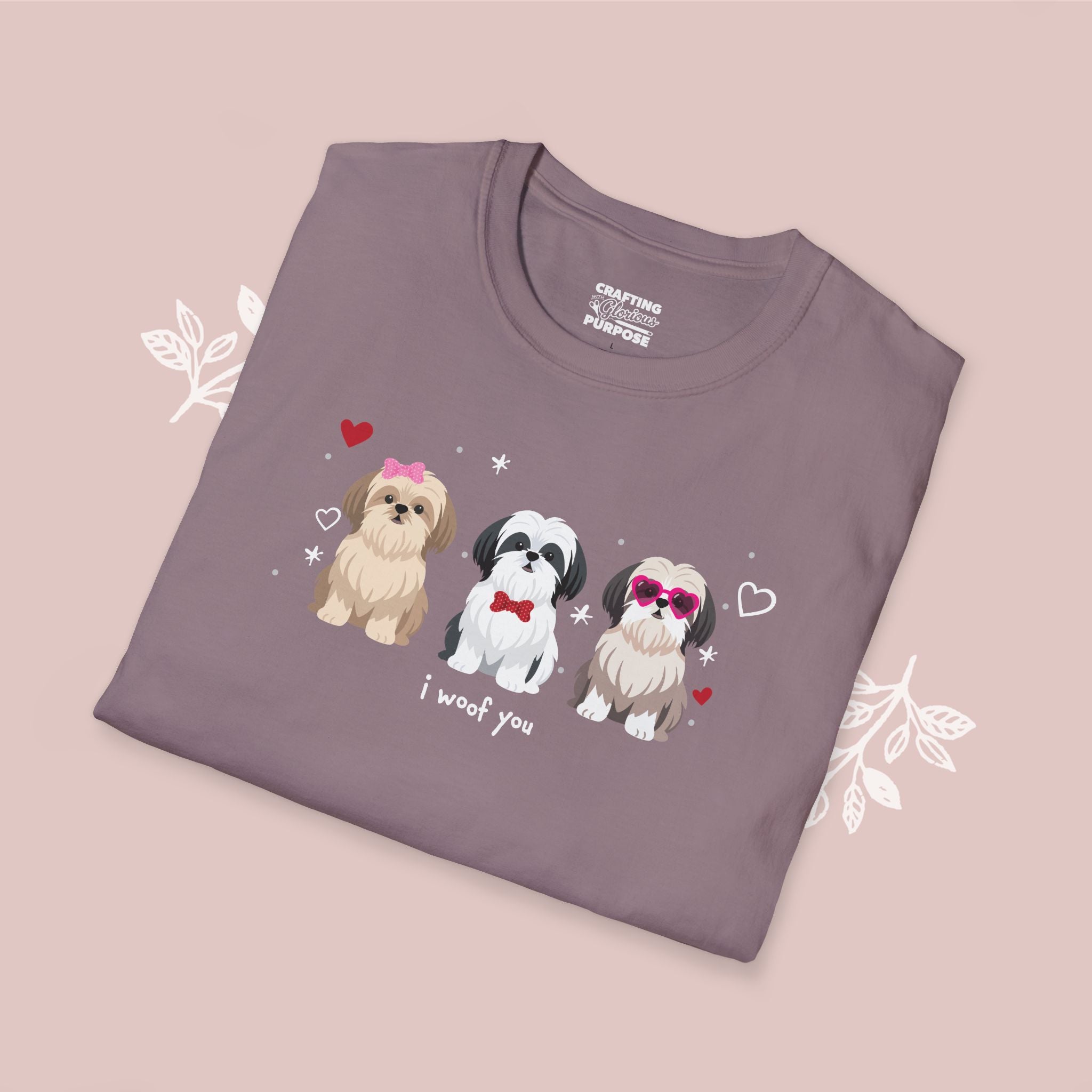 I Woof You Cute Shih Tzu Trio Dog Tee — Valentine's T-Shirt