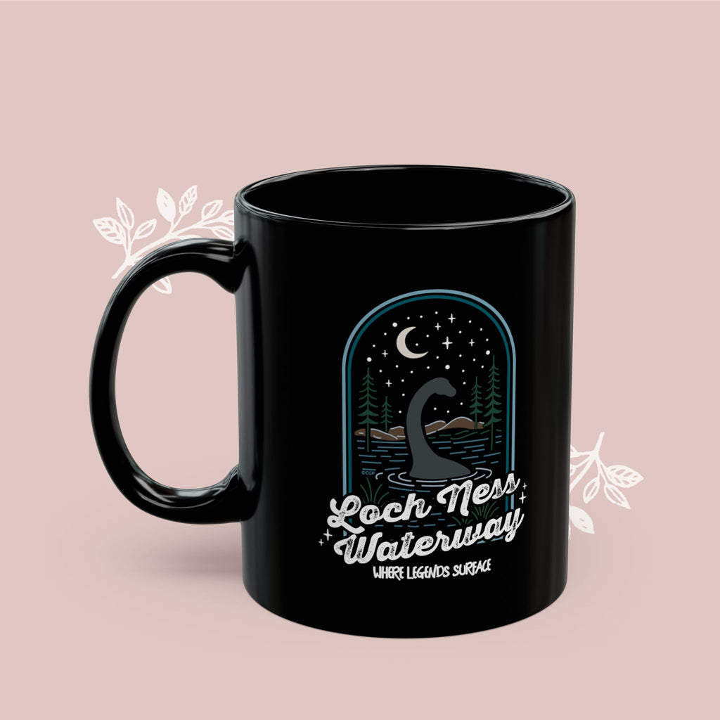 Loch Ness Waterway Black Mug — 'Legends Run Deep'  11oz/15oz
