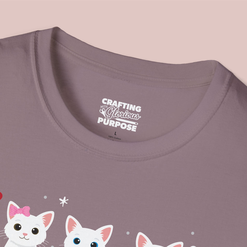I Meow You Cute White Short Haired Trio Cat Tee — Valentine's T-Shirt