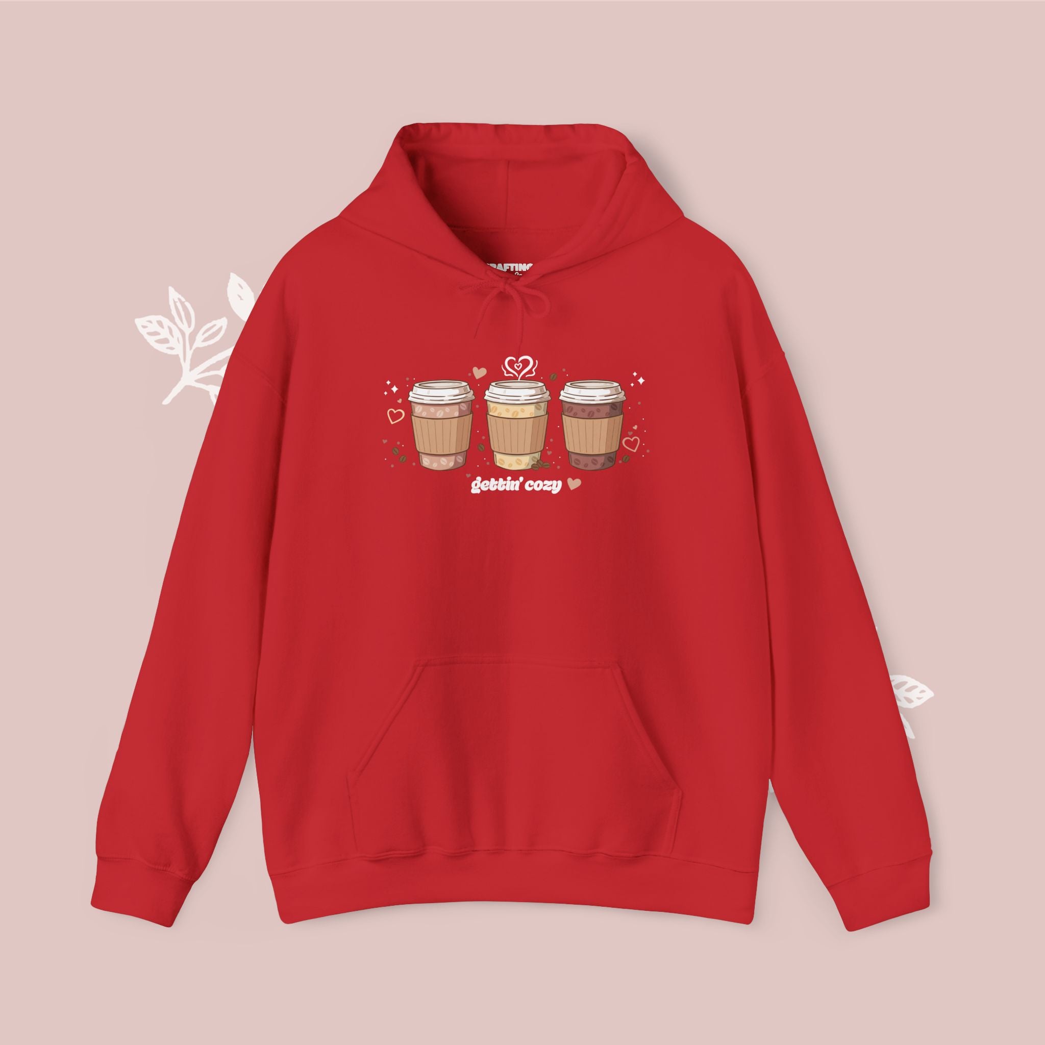 Gettin' Cozy – Coffee Cups Hoodie — Cute Pastel Latte Graphic Sweatshirt