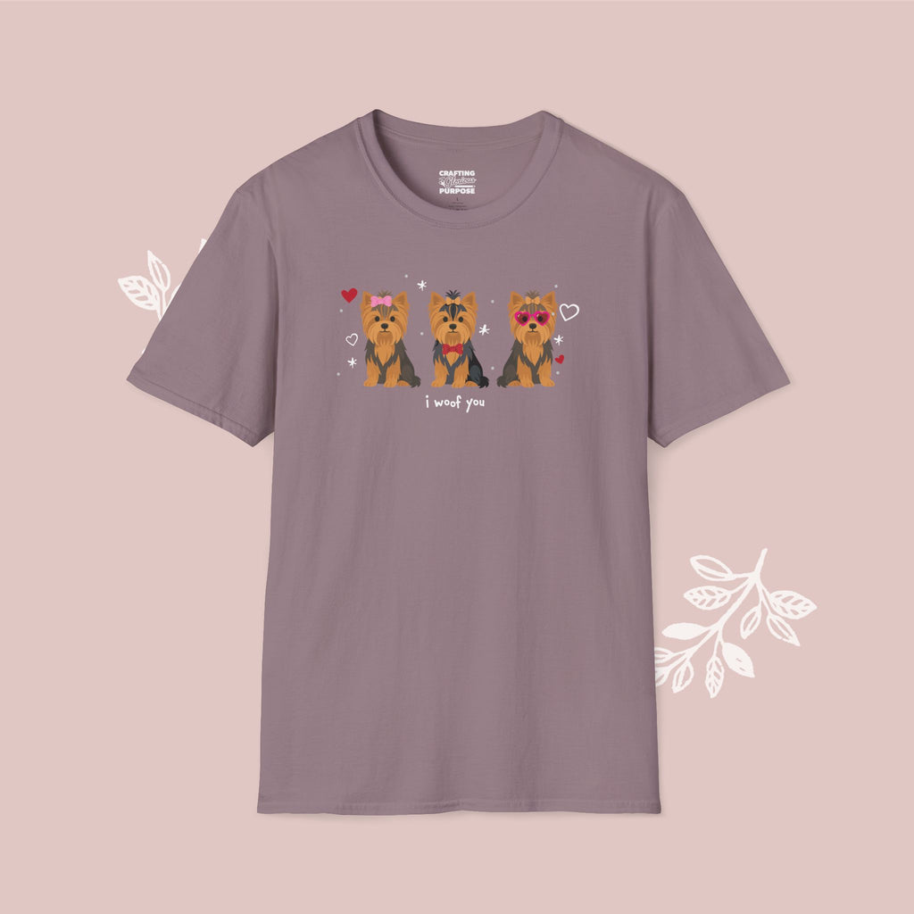 I Woof You Cute Yorkshire Terrier Trio Dog Tee — Valentine's T-Shirt