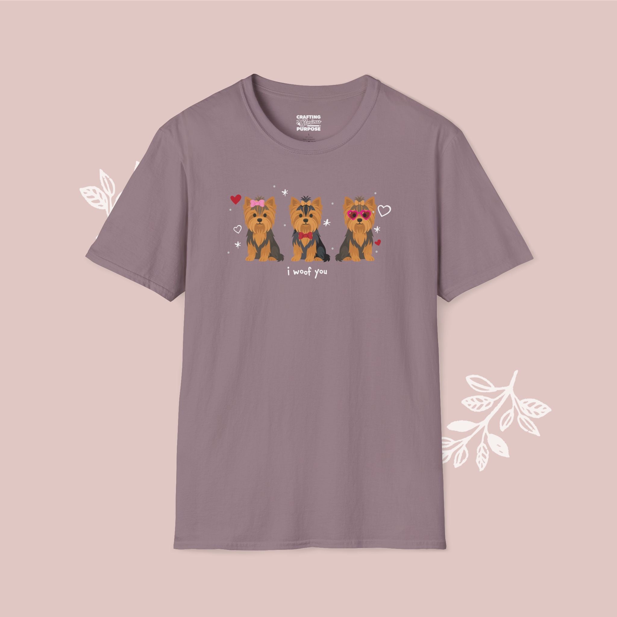 I Woof You Cute Yorkshire Terrier Trio Dog Tee — Valentine's T-Shirt