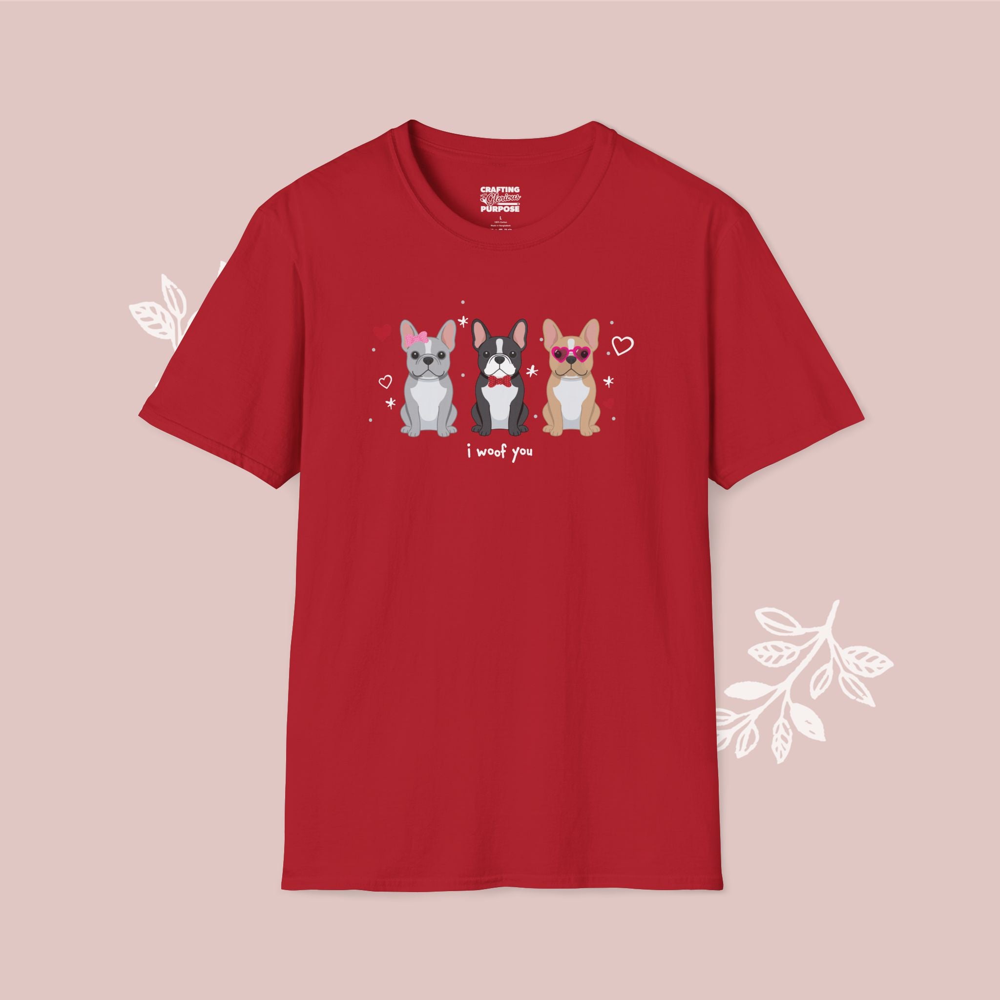 I Woof You Cute French Bulldog Trio Dog Tee — Valentine's T-Shirt