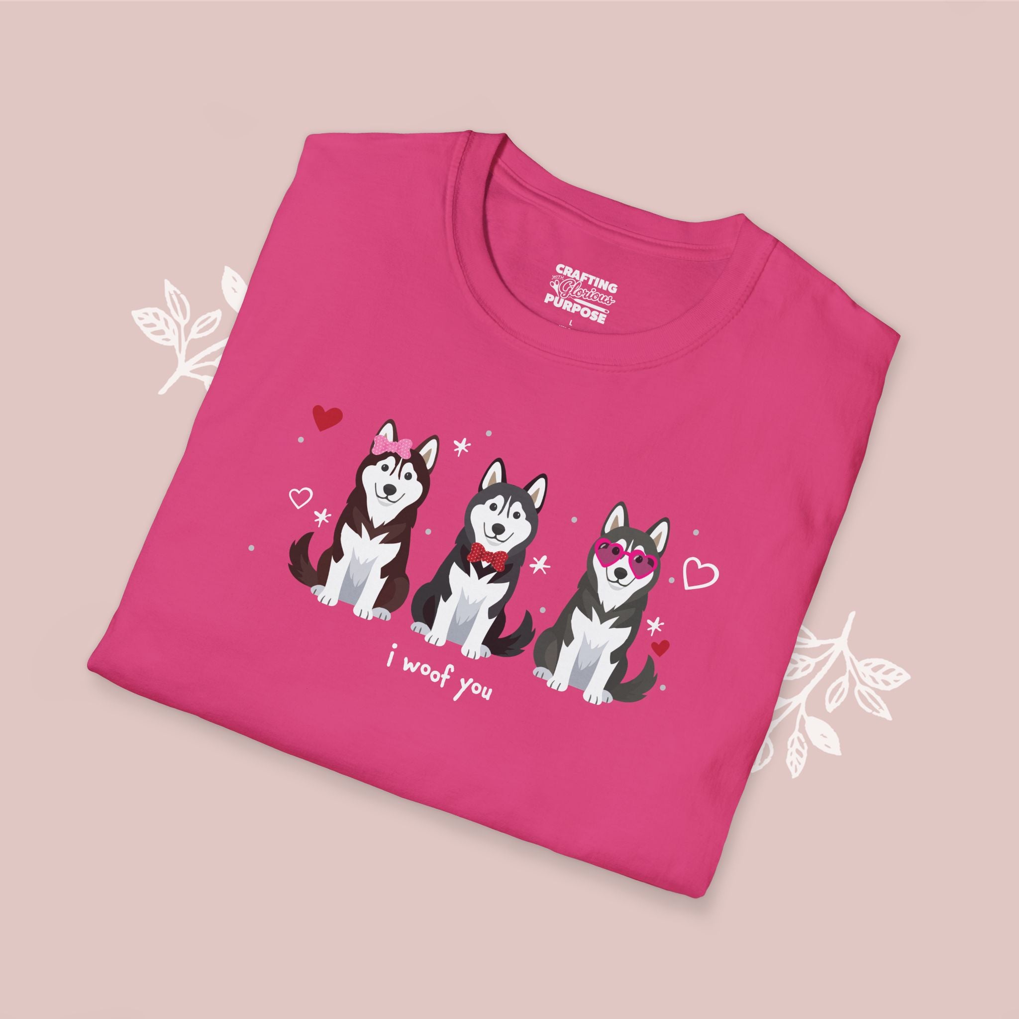 I Woof You Cute Husky Trio Dog Tee — Valentine's T-Shirt