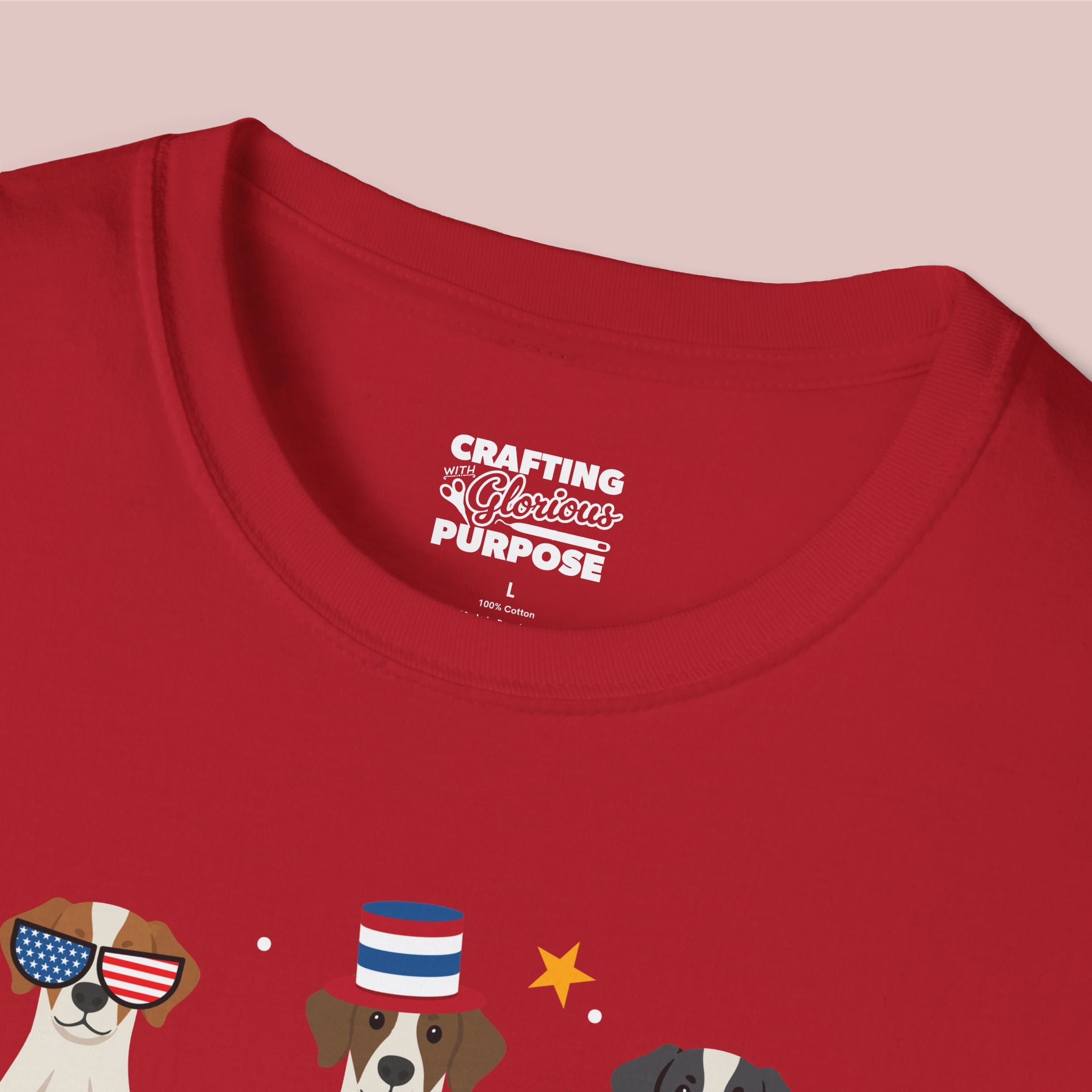 Brittany Spaniel Patriotic Dog Trio T-Shirt — 'Red, White & Woof' Cute America Graphic Tee