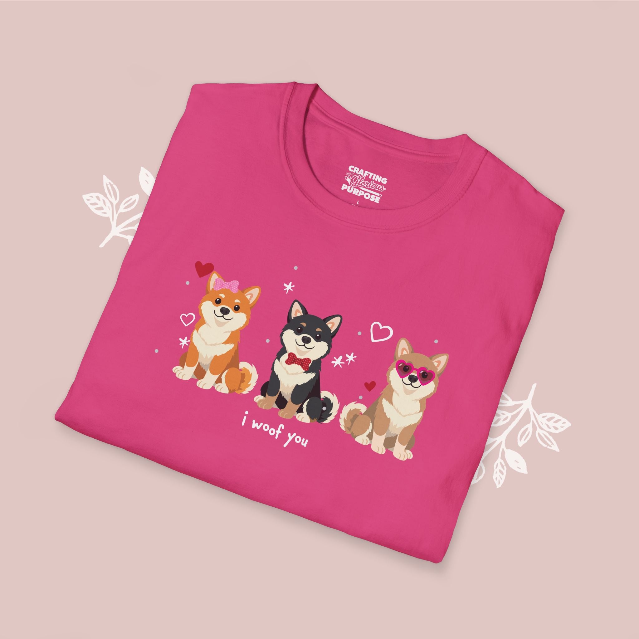 I Woof You Cute Shiba Inu Trio Dog Tee — Valentine's T-Shirt