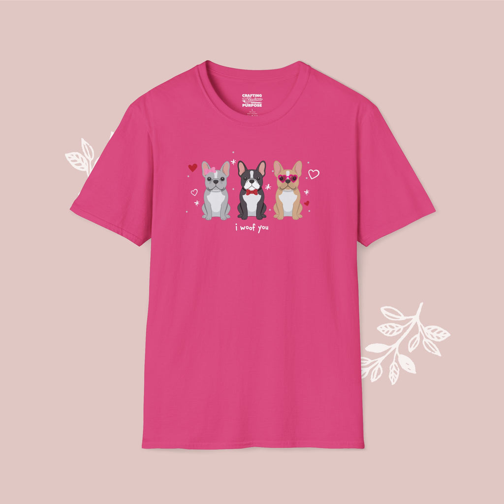 I Woof You Cute French Bulldog Trio Dog Tee — Valentine's T-Shirt