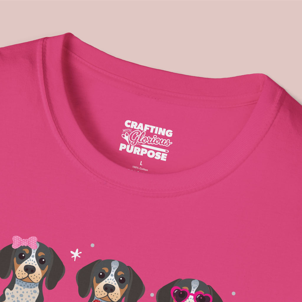 I Woof You Cute Bluetick Coonhound Trio Dog Tee — Valentine's T-Shirt