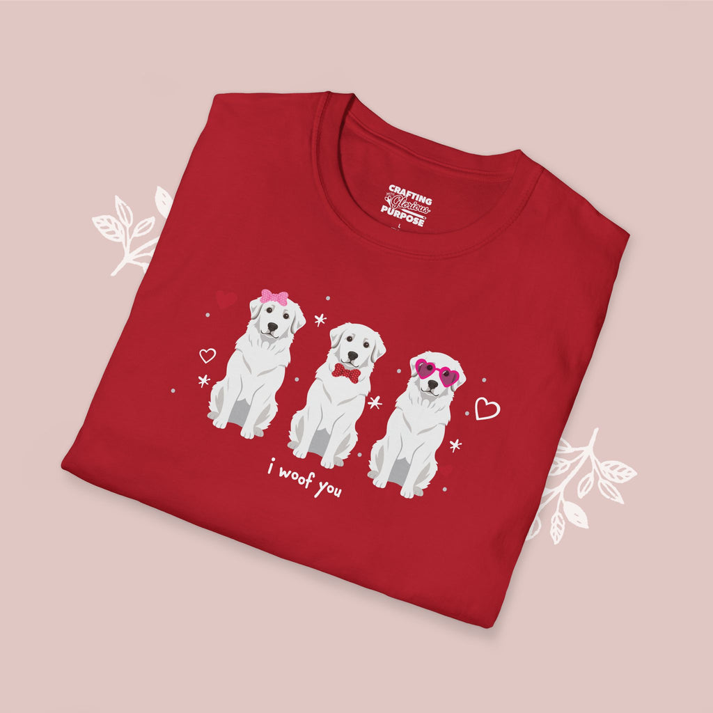 I Woof You Cute Great Pyrenees Trio Dog Tee — Valentine's T-Shirt