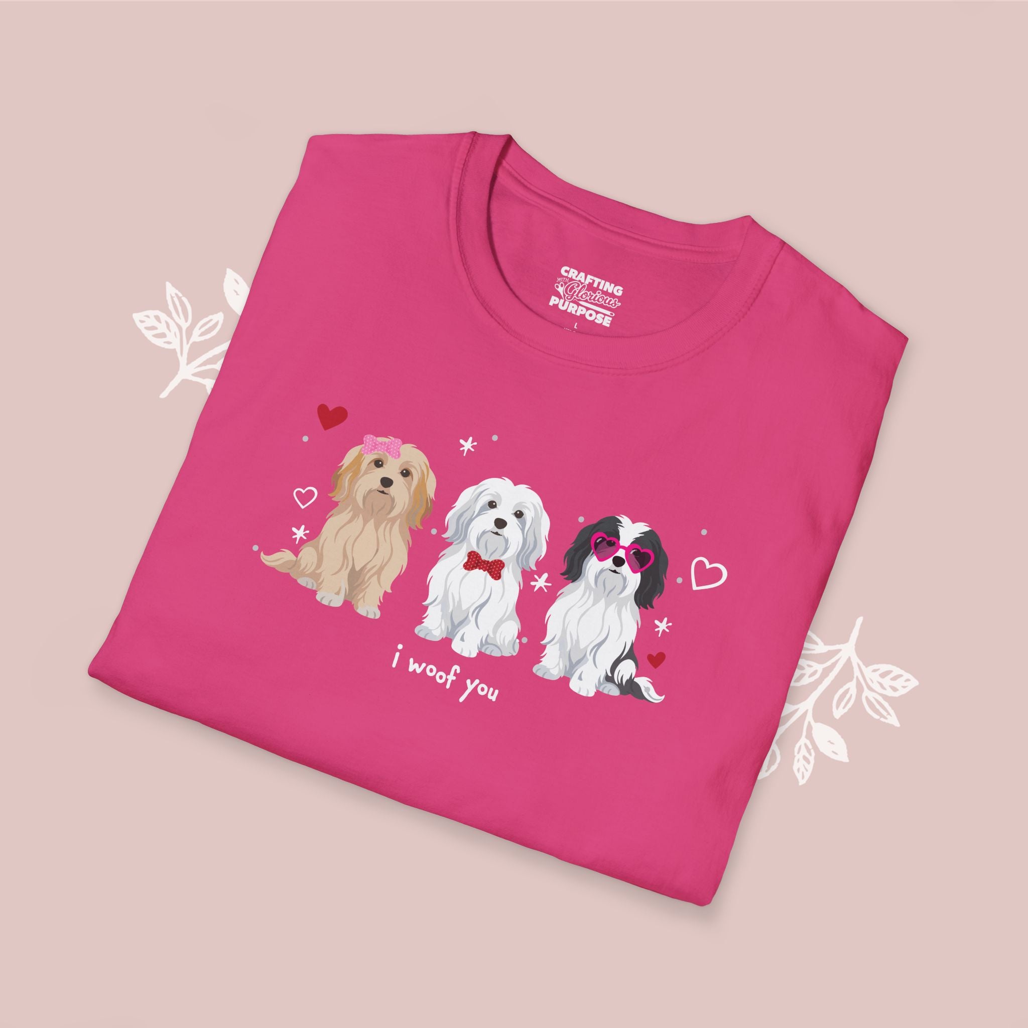 I Woof You Cute Havanese Trio Dog Tee — Valentine's T-Shirt