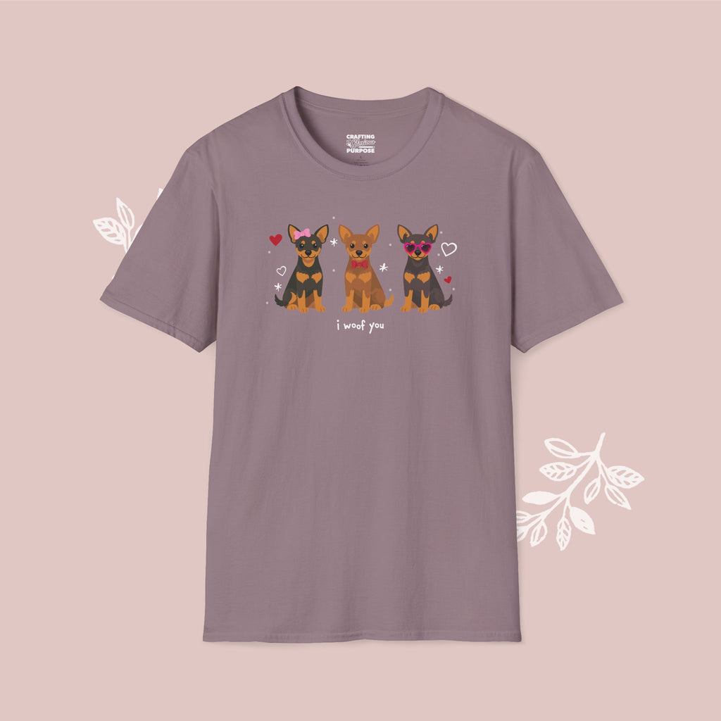 I Woof You Cute Miniature Pinscher Trio Dog Tee — Valentine's T-Shirt