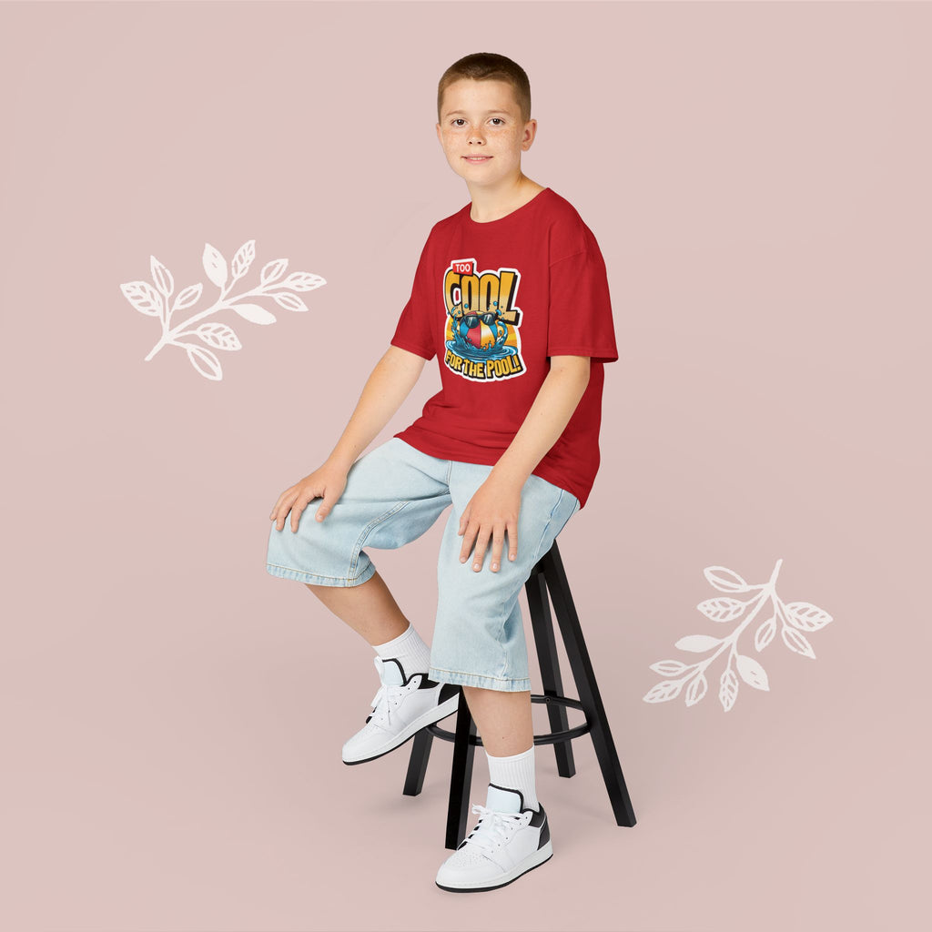 Kids Tee — "Too Cool for the Pool" Retro Pool Float Graphic
