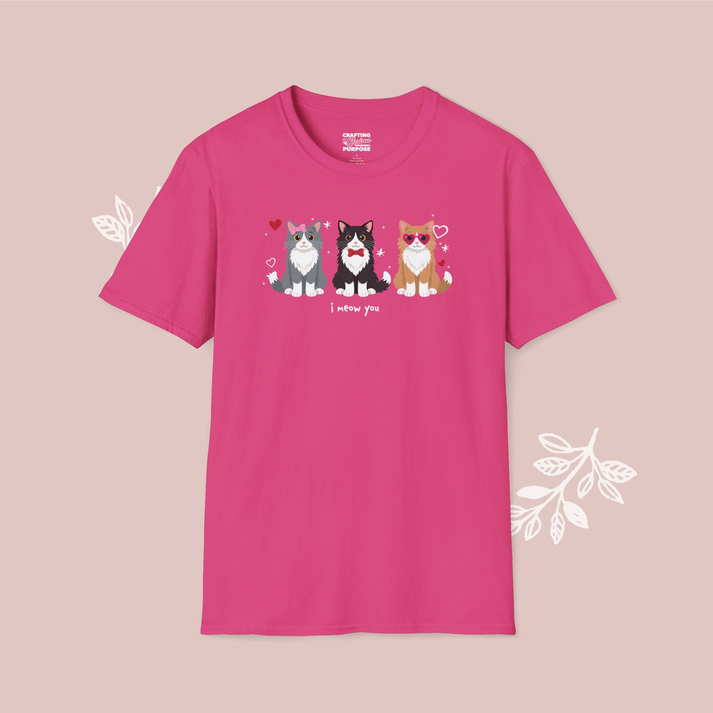I Meow You Cute Tuxedo Long Haired Trio Cat Tee — Valentine's T-Shirt
