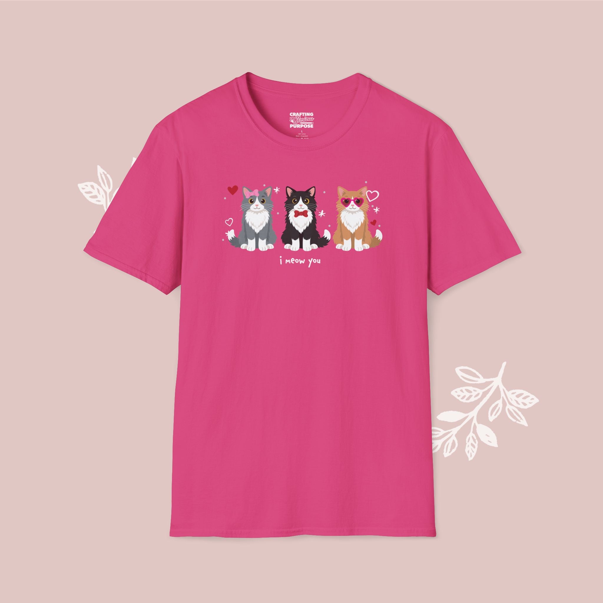 I Meow You Cute Tuxedo Long Haired Trio Cat Tee — Valentine's T-Shirt