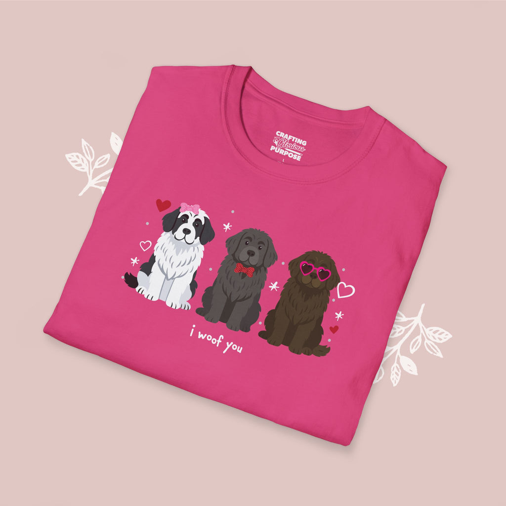 I Woof You Cute Newfoundland Trio Dog Tee — Valentine's T-Shirt