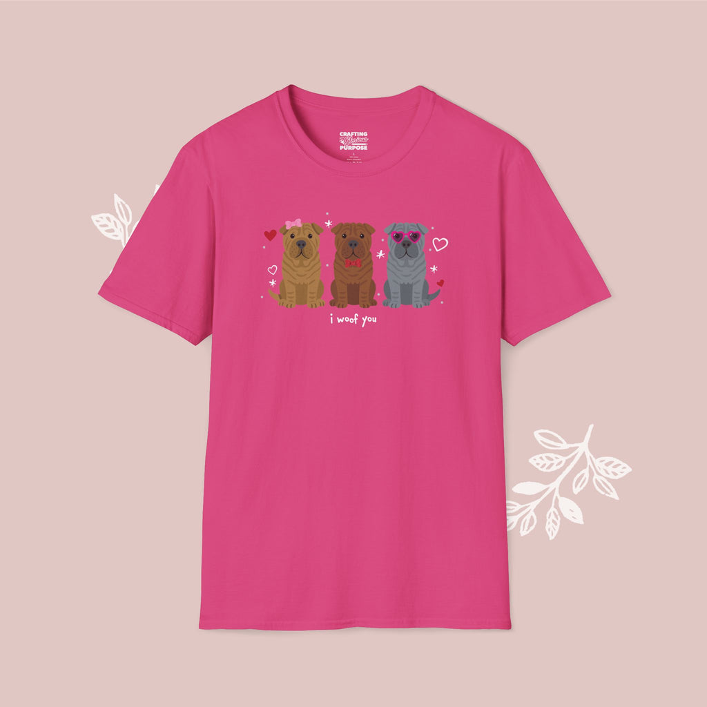 I Woof You Cute Shar Pei Trio Dog Tee — Valentine's T-Shirt