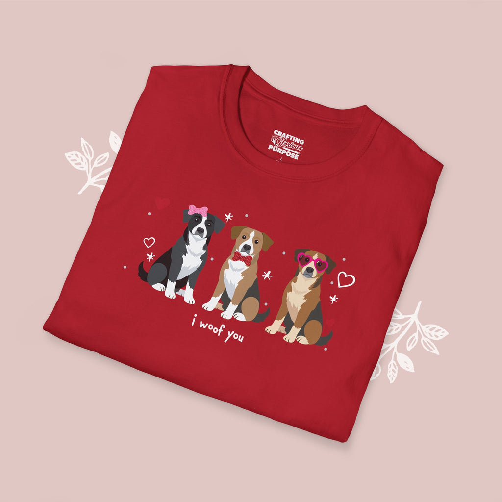 I Woof You Cute Mountain Cur Trio Dog Tee — Valentine's T-Shirt