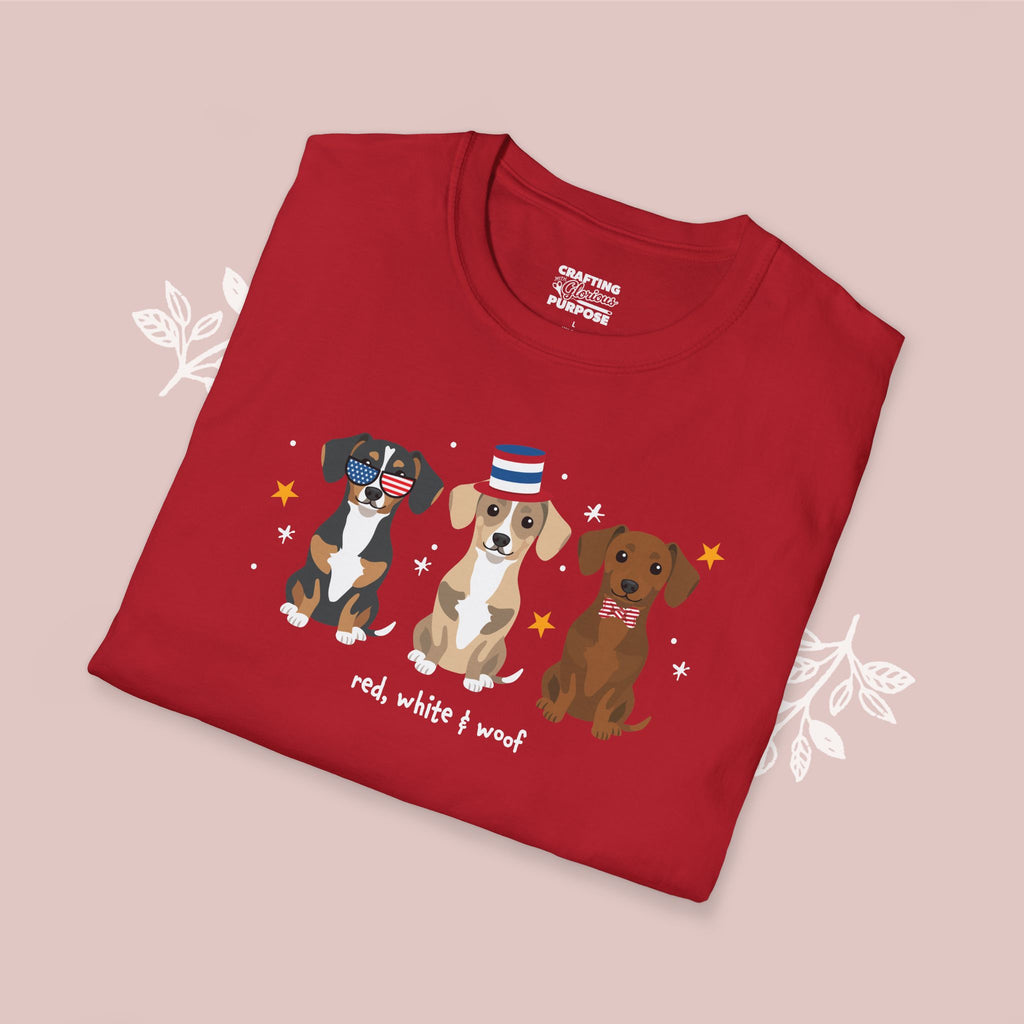Chiweenie Patriotic Dog Trio T-Shirt — 'Red, White & Woof' Cute America Graphic Tee