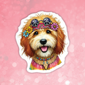 Aussiedoodle - Cute Hippie Dog Sticker