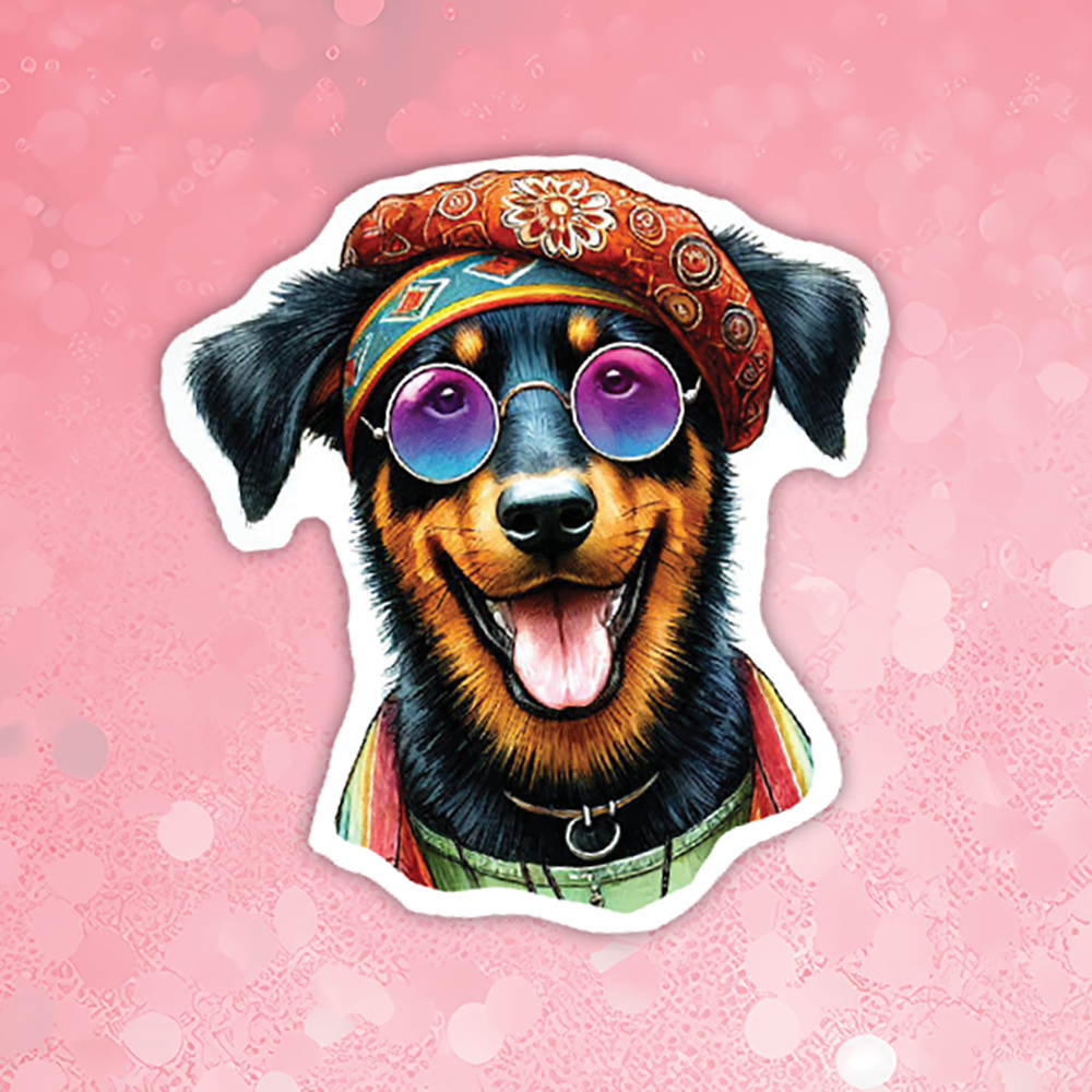 Beauceron- Cute Hippie Dog Sticker