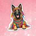 Belgian Malinois- Cute Hippie Dog Sticker