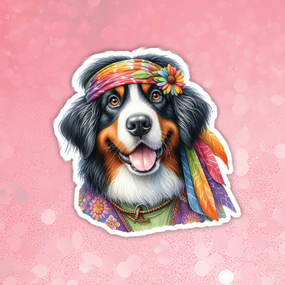 Bernese - Cute Hippie Dog Sticker