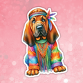 Bloodhound - Cute Hippie Dog Sticker