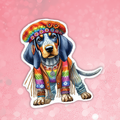 Bluetick Coonhound - Cute Hippie Dog Sticker