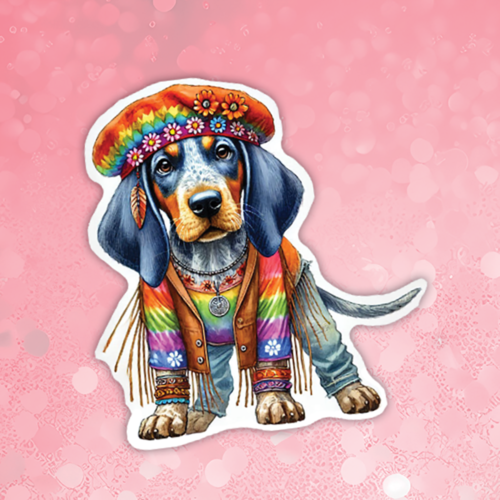 Bluetick Coonhound - Cute Hippie Dog Sticker