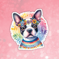 Boston Terrier - Cute Hippie Dog Sticker
