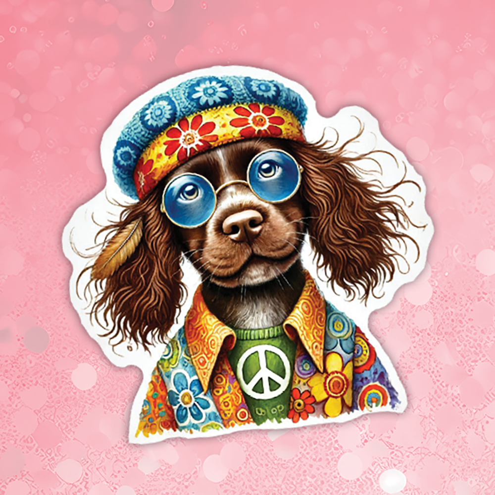 Boykin Spaniel - Cute Hippie Dog Sticker