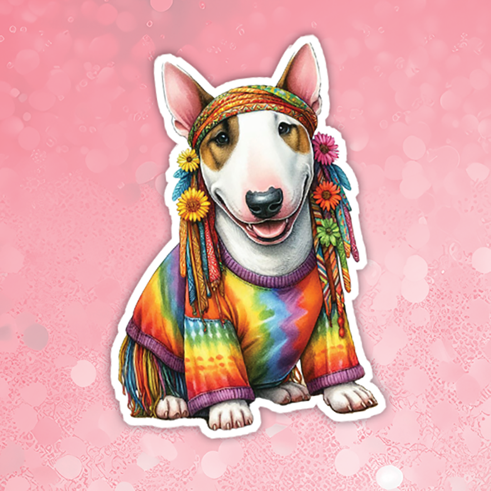 Bull Terrier - Cute Hippie Dog Sticker