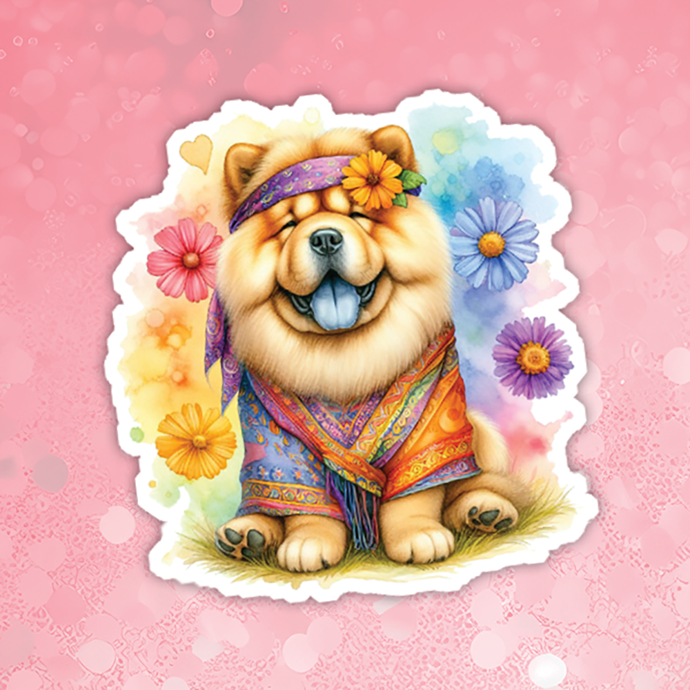 Chow Chow - Cute Hippie Dog Sticker