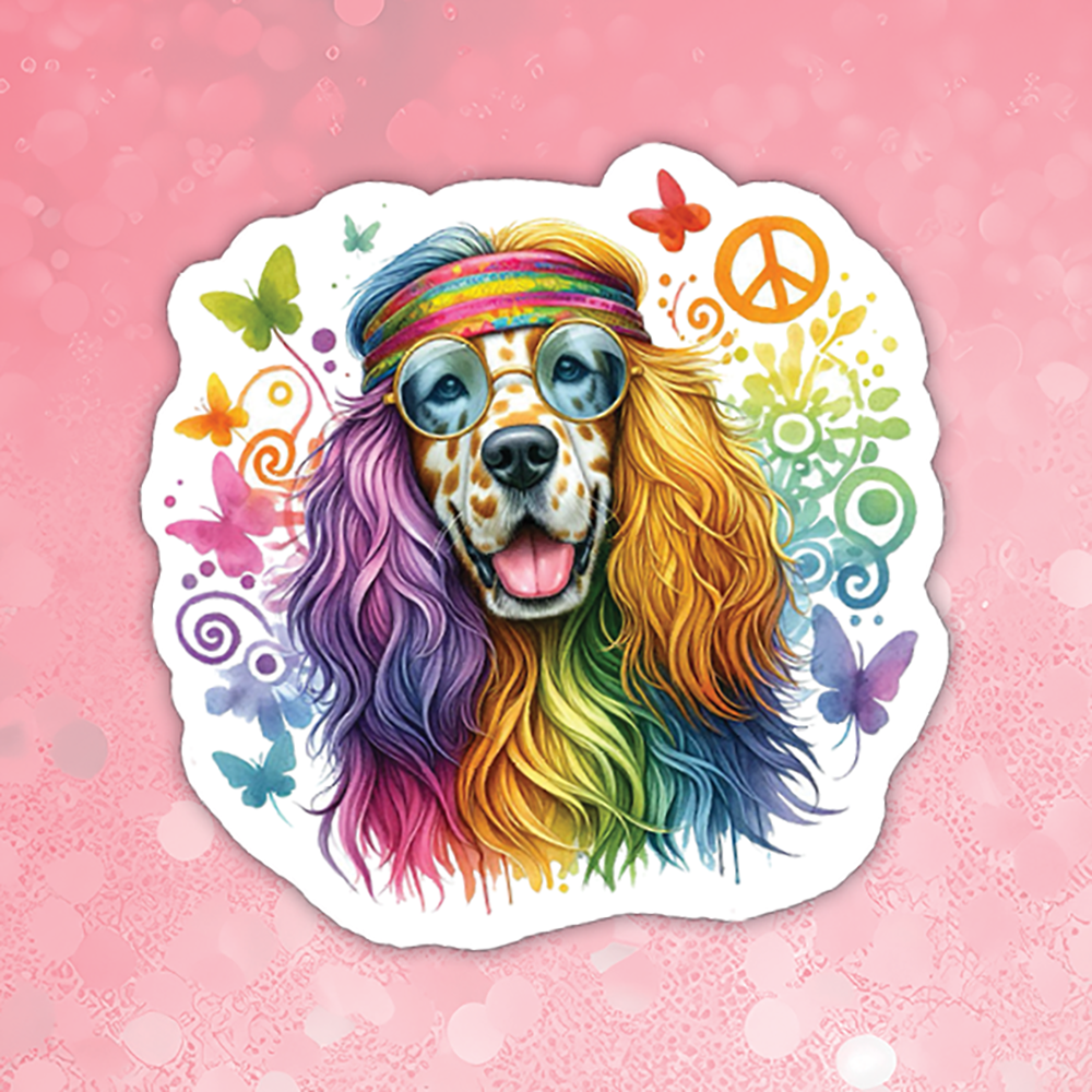 English Setter - Cute Hippie Dog Sticker