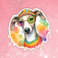 Greyhound - Cute Hippie Dog Sticker