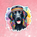 Labrador Retriever Black - Cute Hippie Dog Sticker (ML)