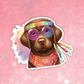 Labrador Retriever Chocolate - Cute Hippie Dog Sticker