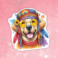 Labrador Retriever Yellow - Cute Hippie Dog Sticker