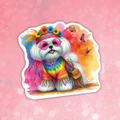 Maltese - Cute Hippie Dog Sticker