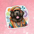 Newfoundland - Cute Hippie Dog Sticker