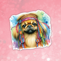 Pekingese - Cute Hippie Dog Sticker