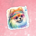 Pomeranian - Cute Hippie Dog Sticker