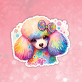 Poodle - Cute Hippie Dog Sticker