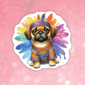 Puggle - Cute Hippie Dog Sticker